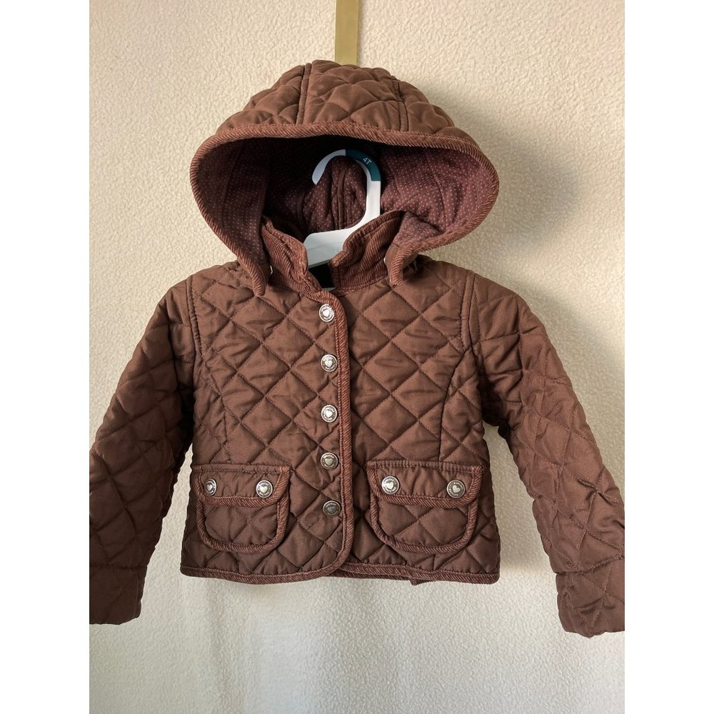 Baby GAP Chocolate Brown Hooded Snap Front Quilted Jacket